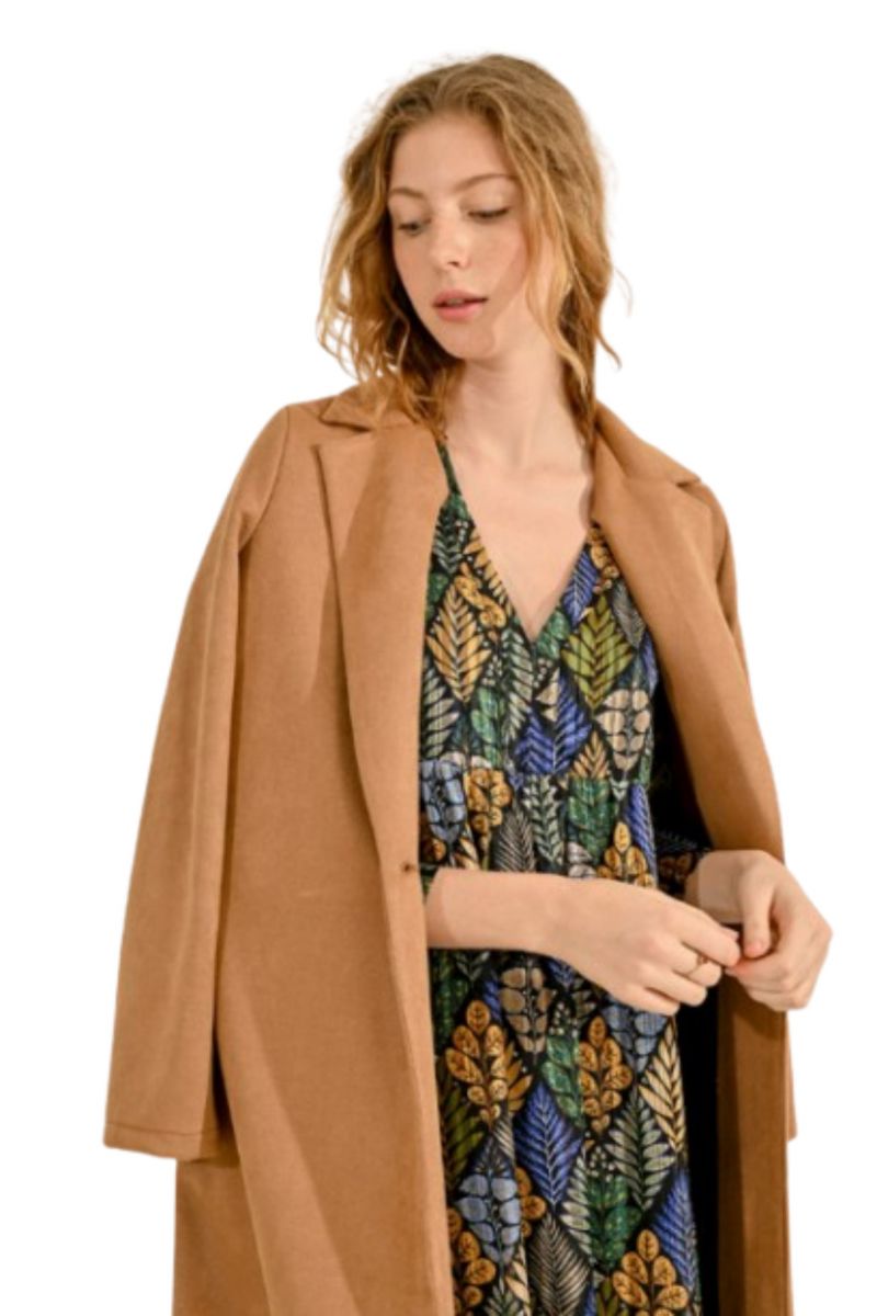 MOLLY BRACKEN LADIES WOVEN COAT CAMEL FRANCE