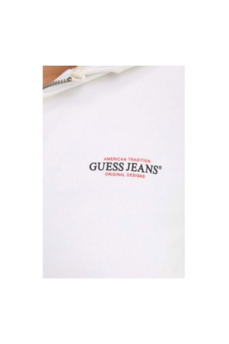 GUESS GJ ZIP HOOD REG MINI-ORGANIC CO/PL SOFT FLEECE 350 WHITE