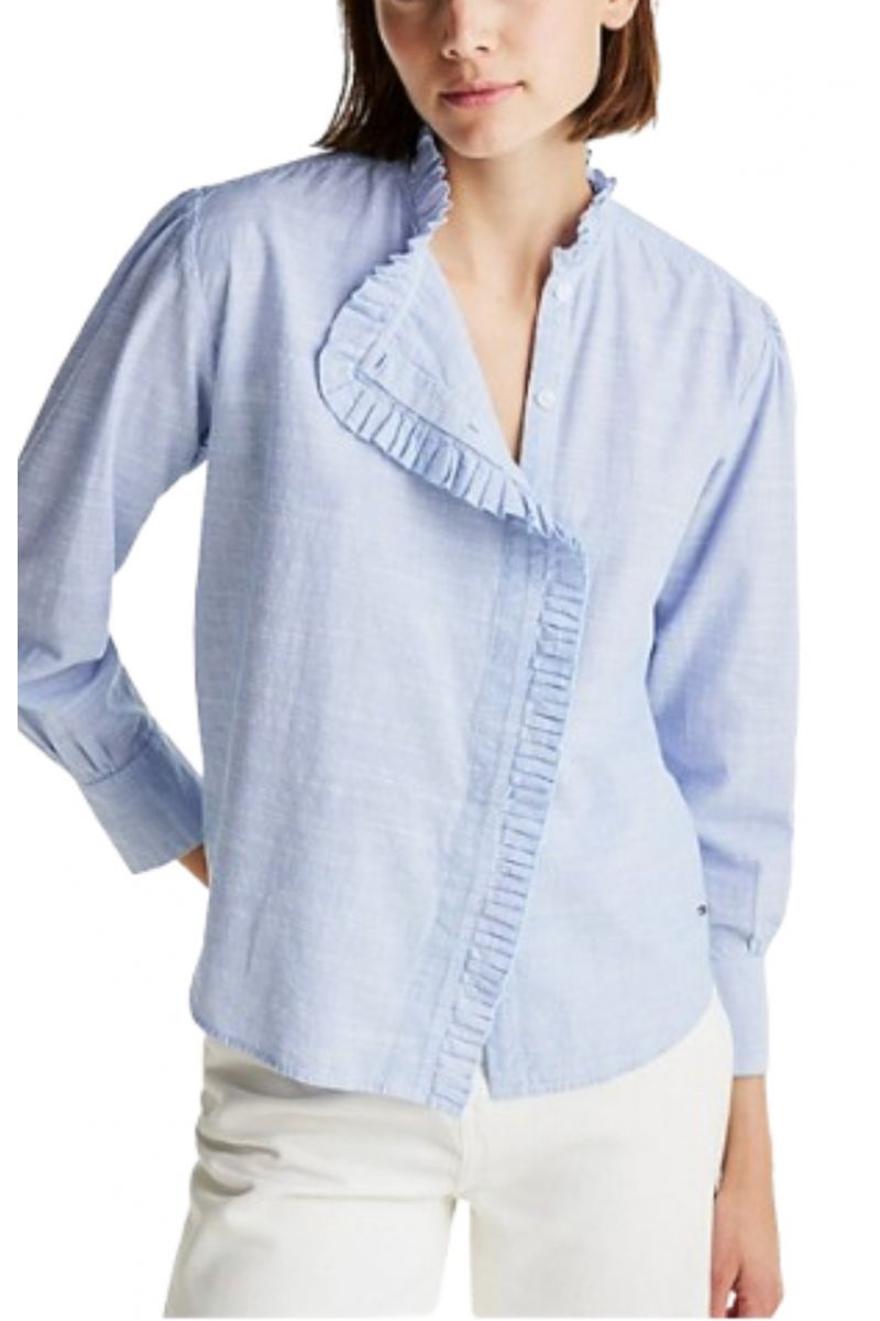 TOMMY HILFIGER - COTTON STP RUFFLE RELAXED SHIRT