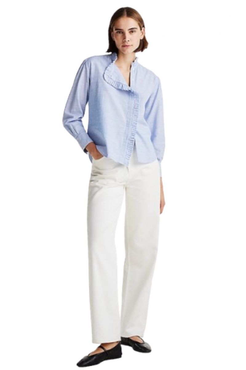 TOMMY HILFIGER - COTTON STP RUFFLE RELAXED SHIRT