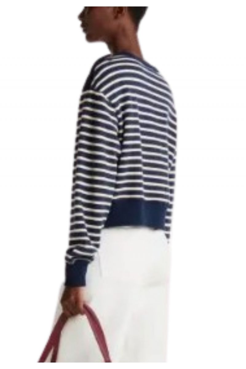 TOMMY HILFIGER GOLD BTN BOAT NK SWEATSHIRT STRIPED NAVY-GOLD 0AD