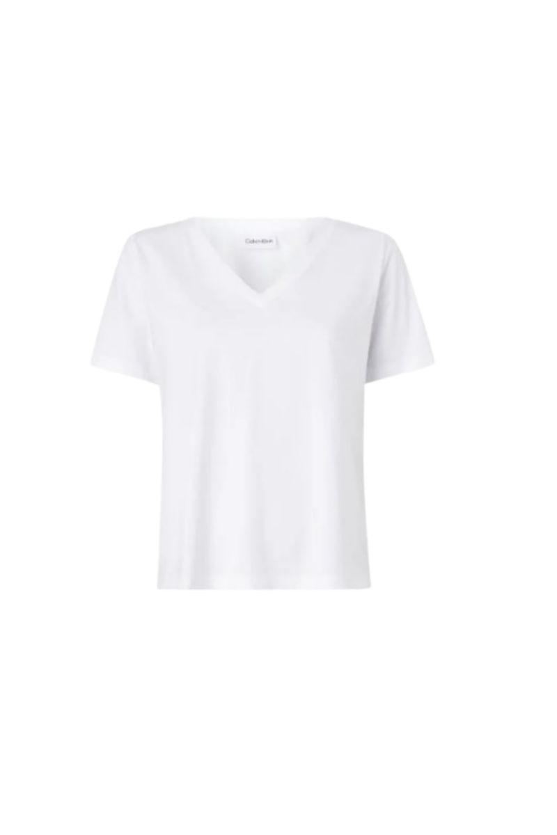 CALVIN KLEIN LIQUID TOUCH V NECK TEE SS BRIGHT WHITE