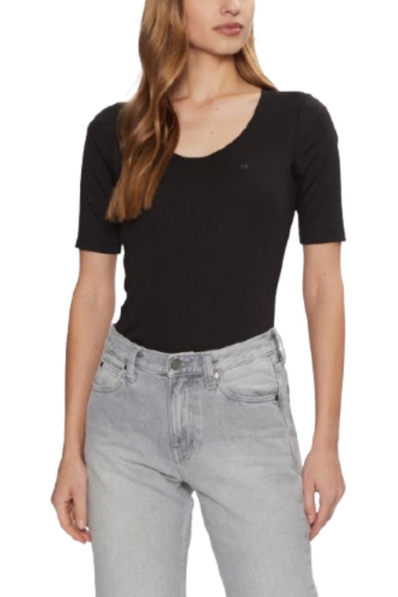 CALVIN KLEIN LIQUID TOUCH SCOOP TOP 1/S SLV BLACK