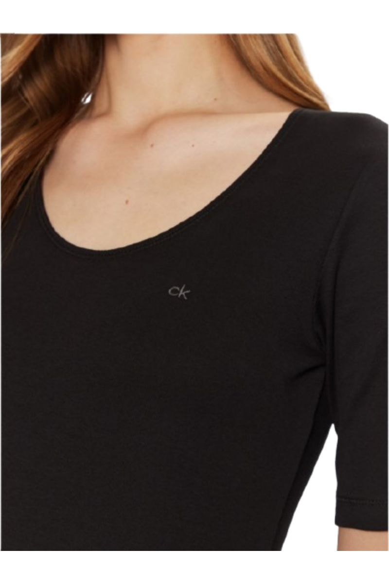 CALVIN KLEIN LIQUID TOUCH SCOOP TOP 1/S SLV BLACK