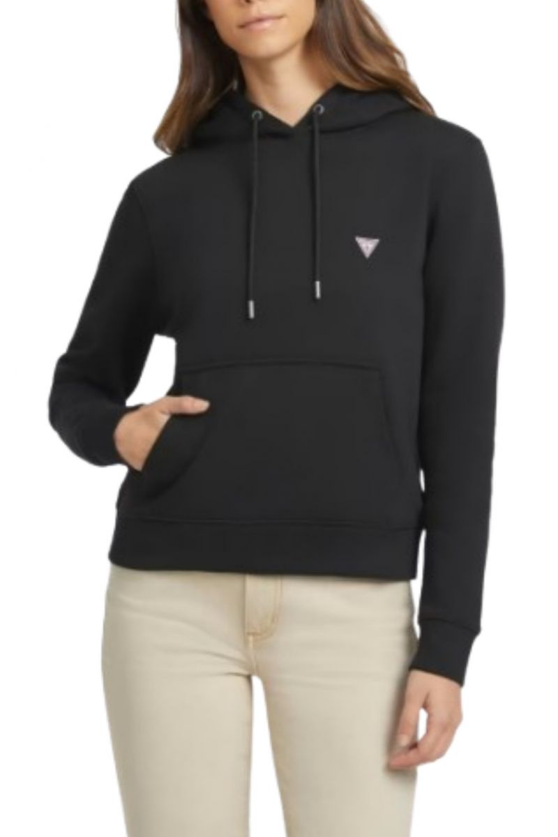 GUESS GJ HOOD REG MINI TRI - ORGANIC CO/PL SOFT FLEECE 350 BLACK