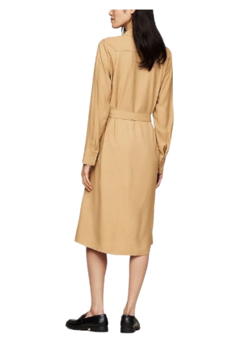 TOMMY HILFIGER FLUID VISCOSE SHIRT DRESS BEIGE