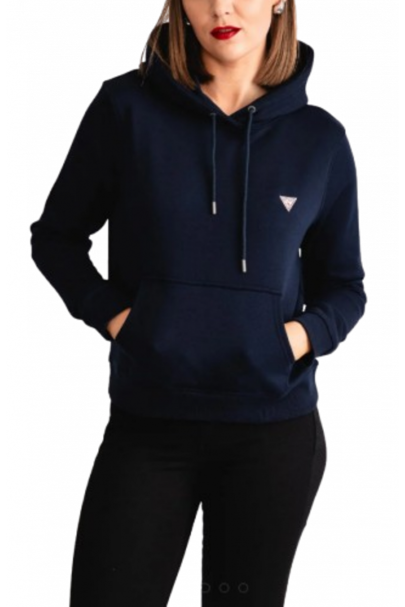 GUESS G2 HOOD REG MINI TRI - ORGANIC CD/FL SOT FLEECE 350 DARK BLUE