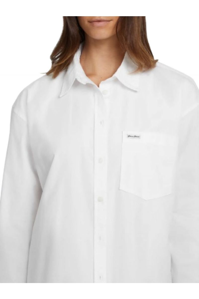 GUESS GJ LS OS POCKET SHIRT-ORGANIC COTTON POPLIN 176 WHITE