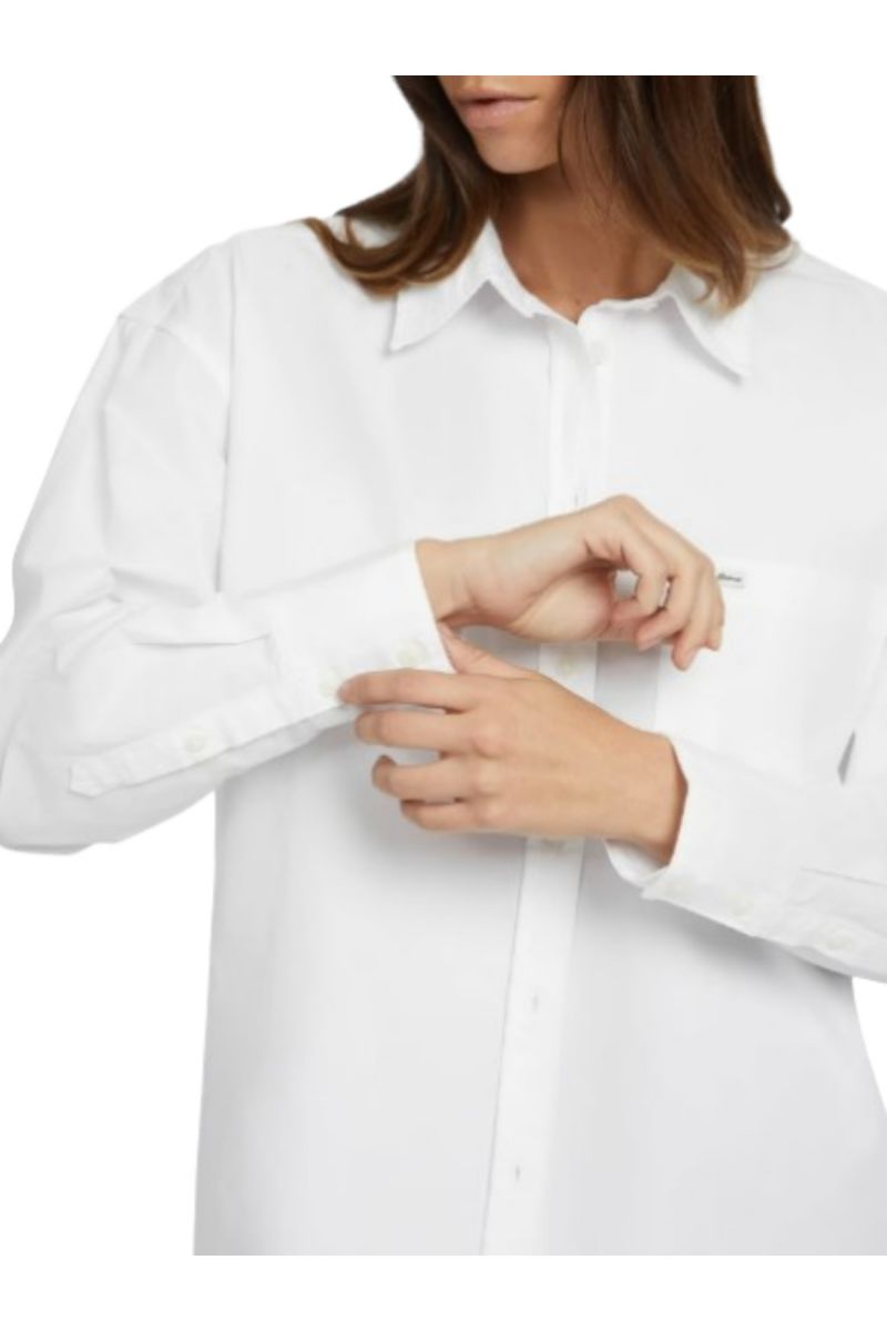 GUESS GJ LS OS POCKET SHIRT-ORGANIC COTTON POPLIN 176 WHITE