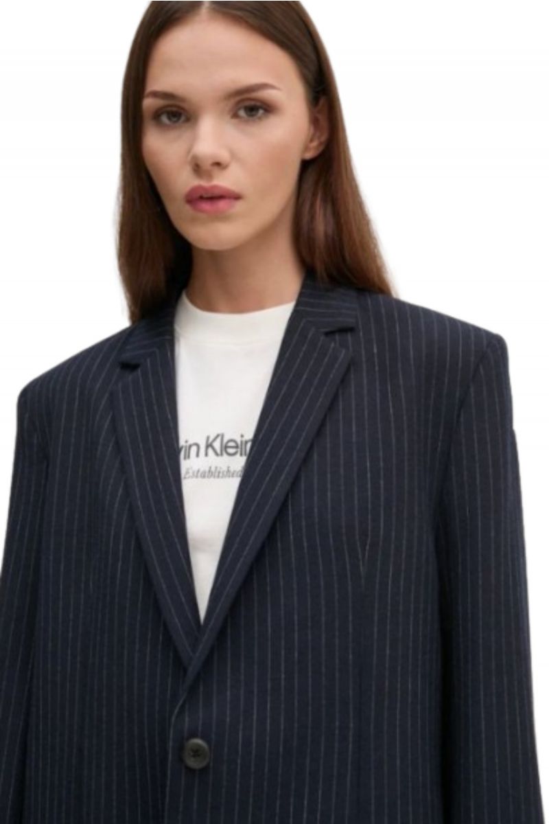 CALVIN KLEIN PINSTRIPE SLIM BLAZER NIGHT SKY/GREY STRIPE