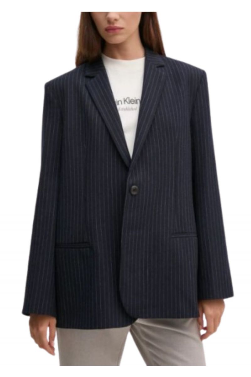 CALVIN KLEIN PINSTRIPE SLIM BLAZER NIGHT SKY/GREY STRIPE