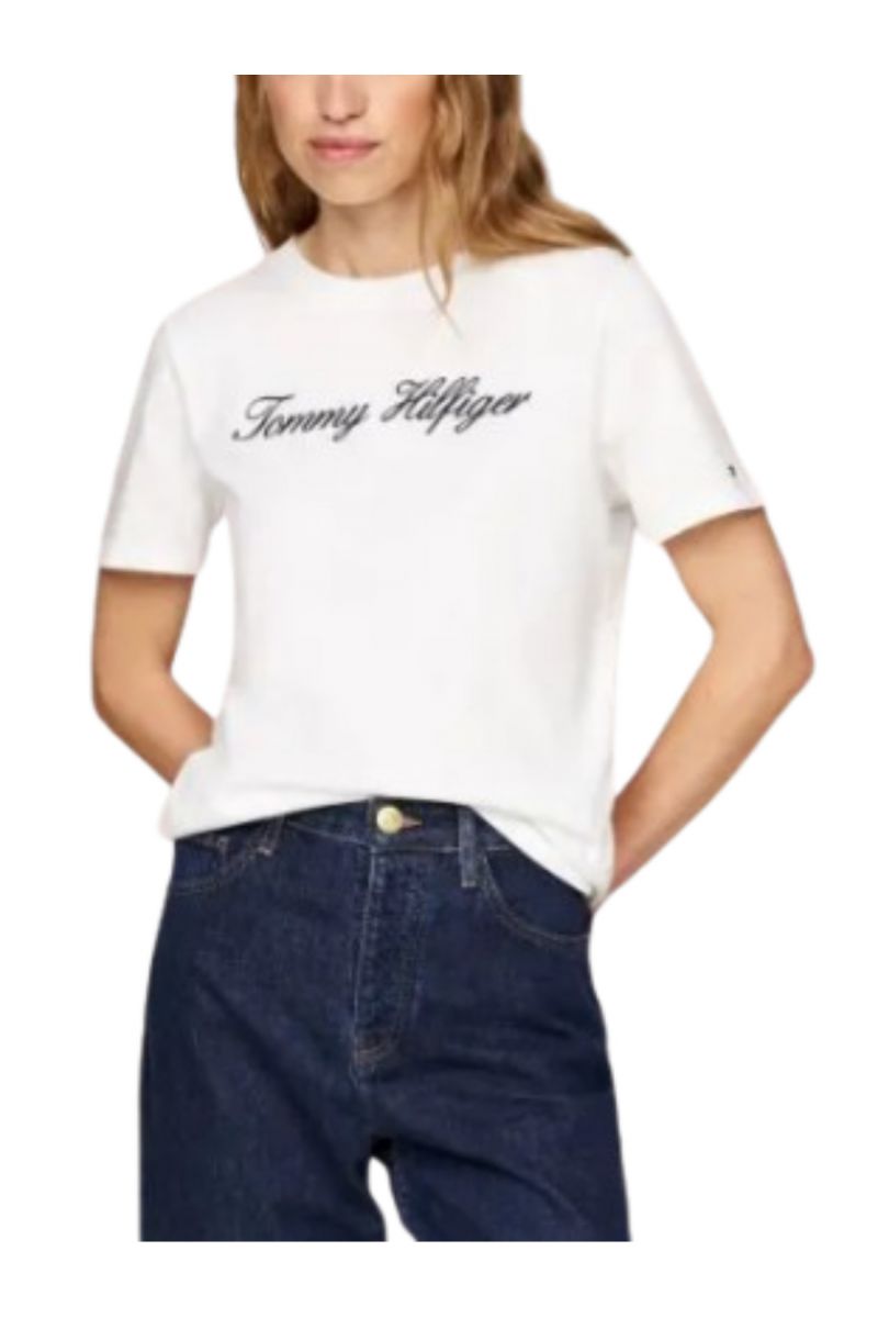 TOMMY HILFIGER NOS SCRIPT REGULAR C-NK SS NOS ECRU