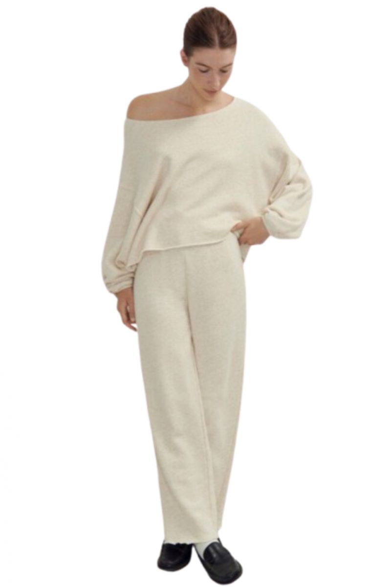 AMERICAN VINTAGE KNIT TROUSERS 92% COTTON, 8%LINEN IVORY