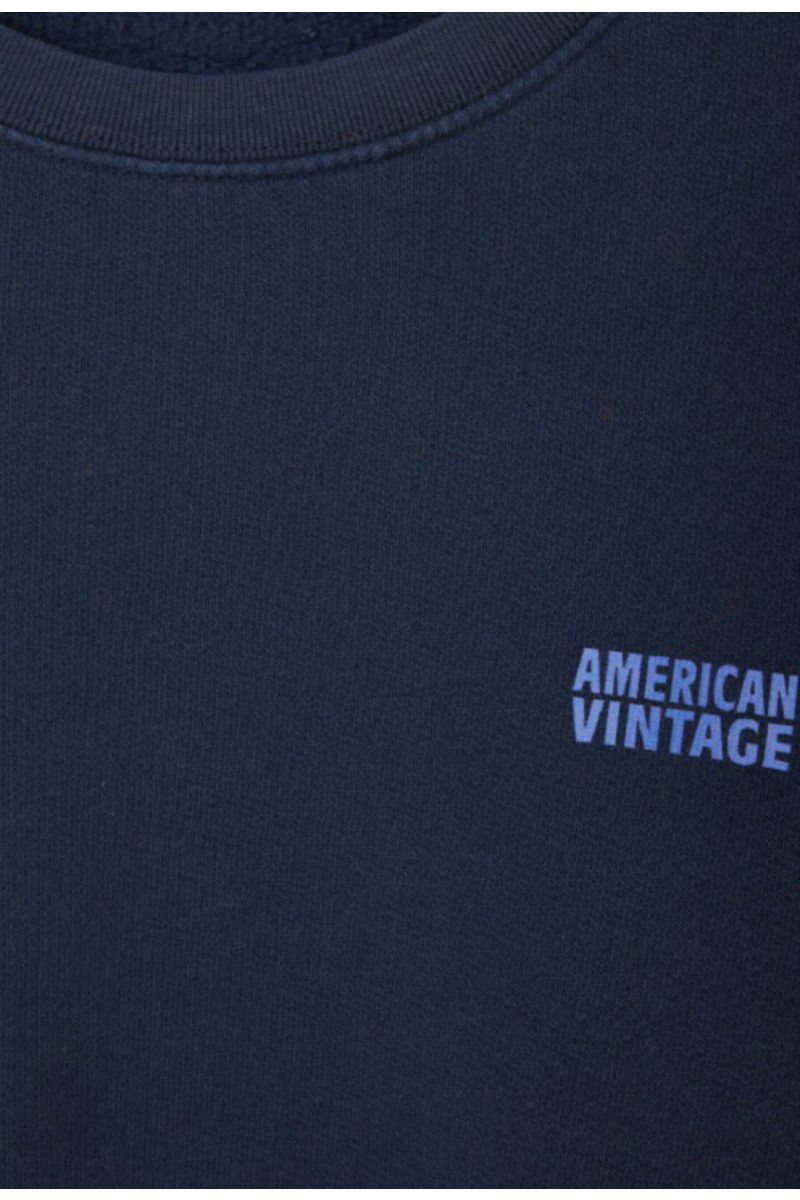 AMERICAN VINTAGE SWEATSHIRT 92%COTTON-8%LINEN NAVY BLUE