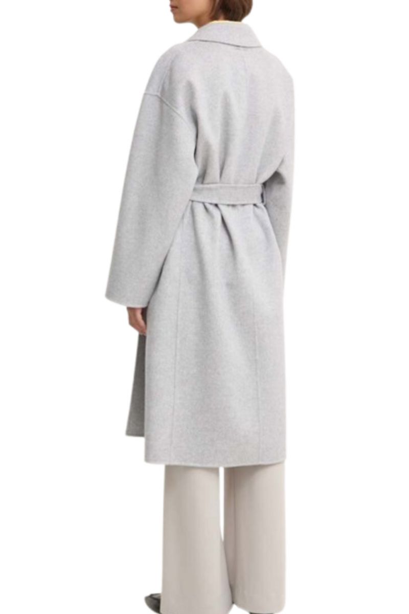 CALVIN KLEIN DF WOOL WRAP COAT PALE GREY HEATHER P68