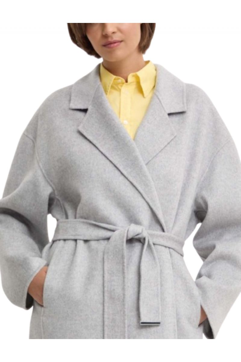 CALVIN KLEIN DF WOOL WRAP COAT PALE GREY HEATHER P68