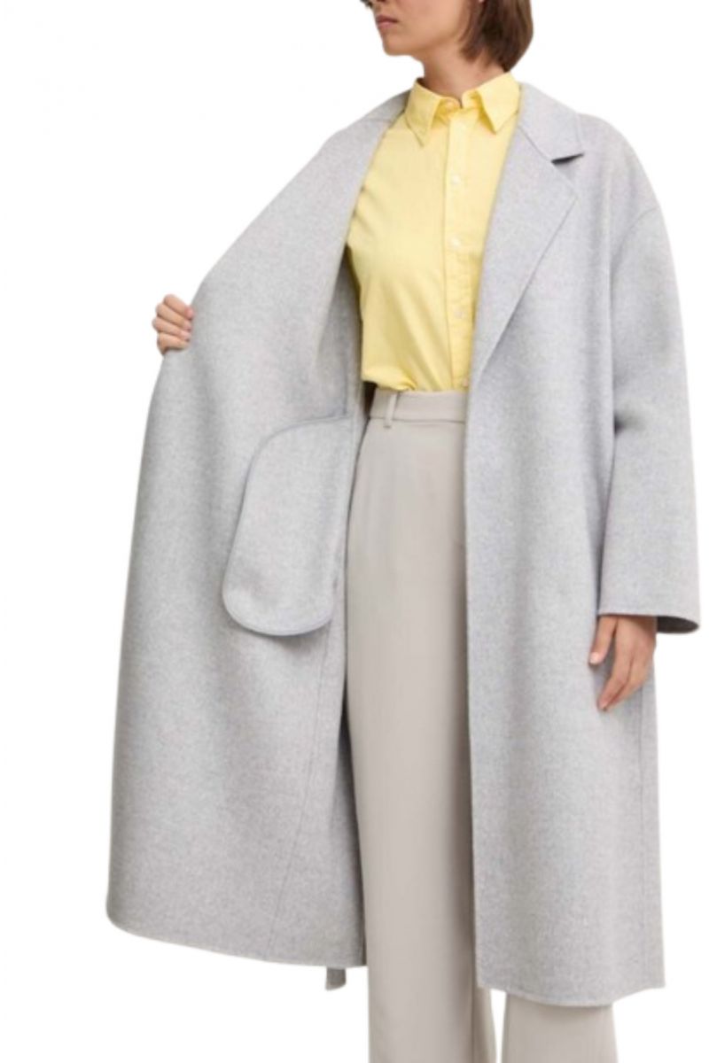 CALVIN KLEIN DF WOOL WRAP COAT PALE GREY HEATHER P68