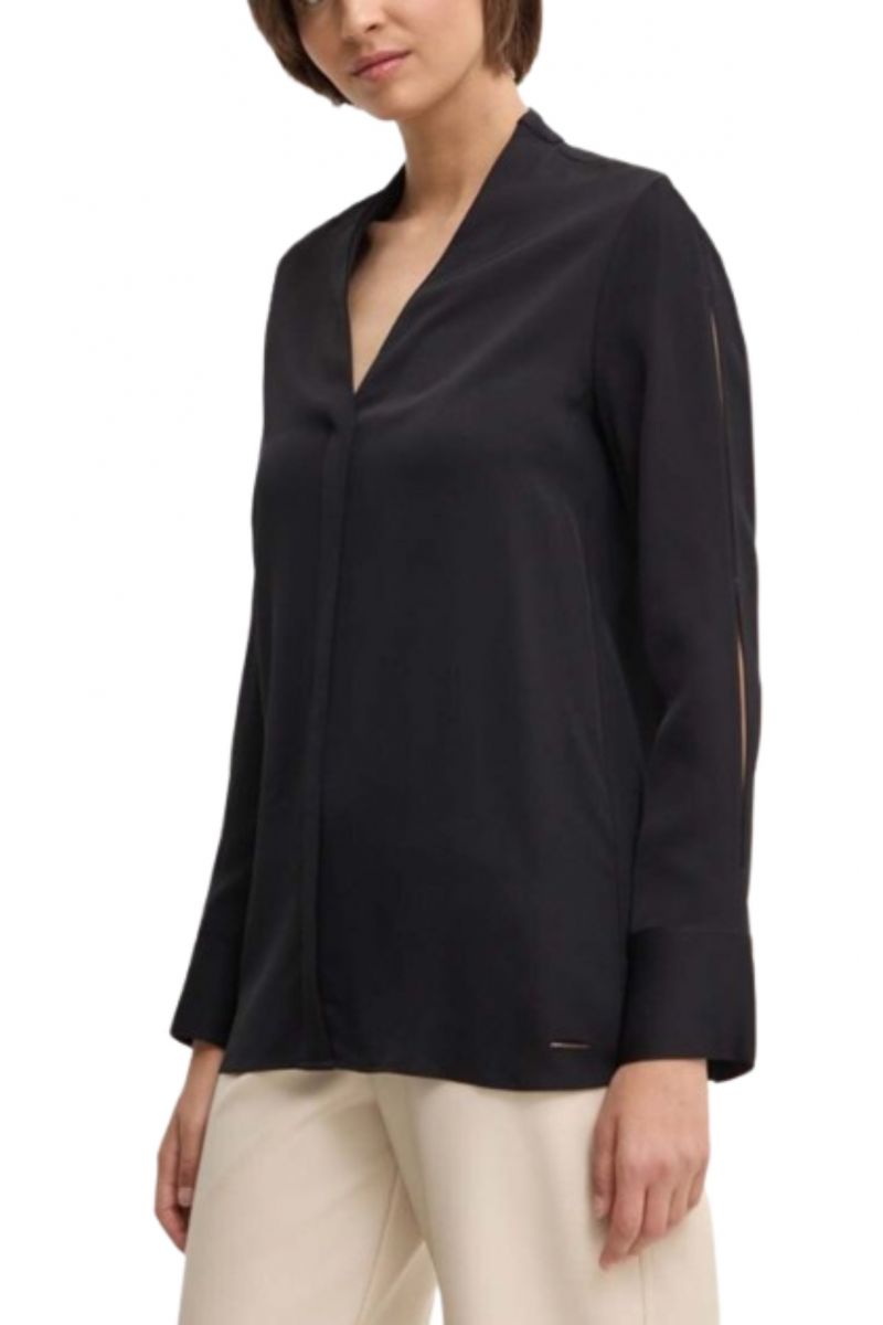 CALVIN KLEIN SHINE VISCOSE SPLITSLEEVE BLOUSE BEH