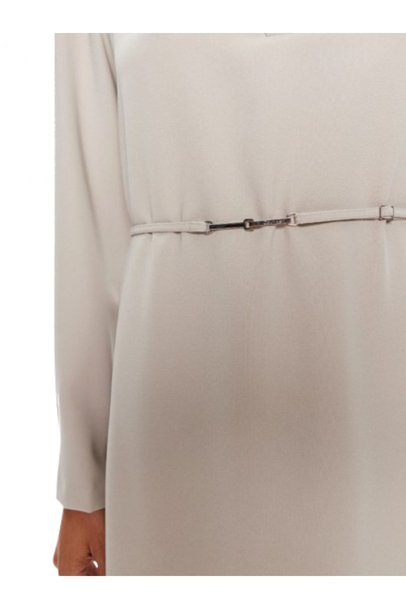 CALVIN KLEIN STRUCTURE TWILL LS SHIRT DRESS SAND PEBBLE