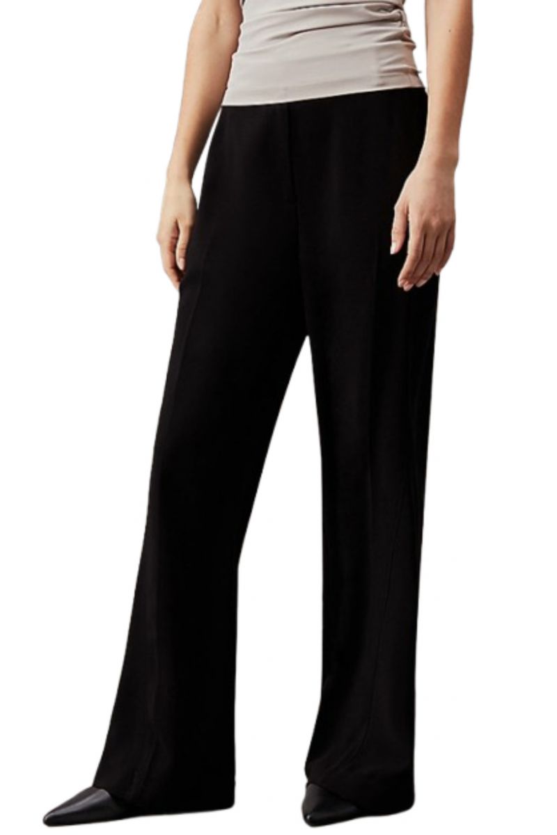 CALVIN KLEIN STRUCTURE TWILL WIDE LEG PANT BEH