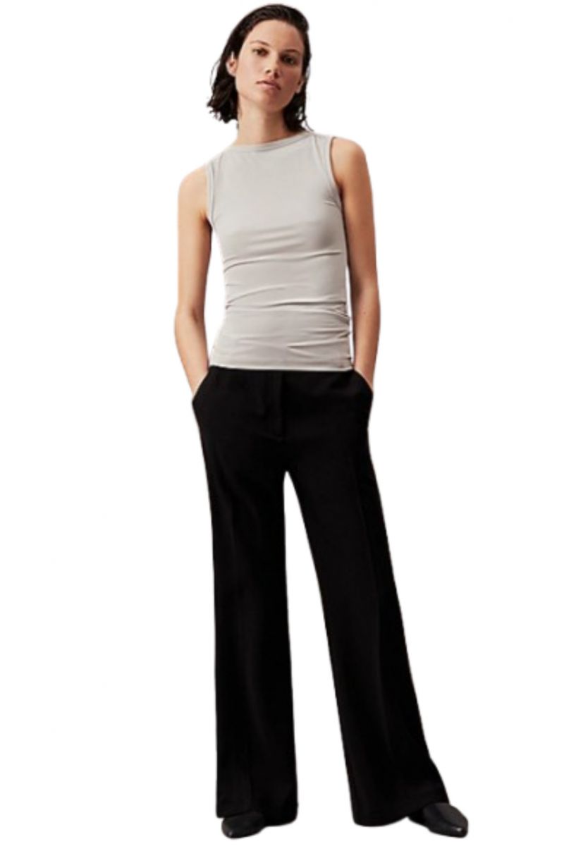 CALVIN KLEIN STRUCTURE TWILL WIDE LEG PANT BEH