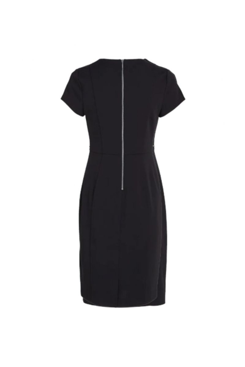 CALVIN KLEIN SCUBA CREPE SS CUT OUT DRESS BLACK BEH