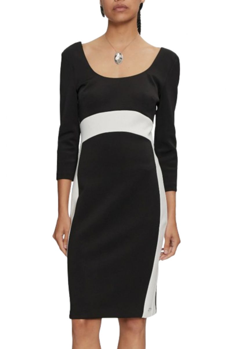 CALVIN KLEIN NEOPRENE SCUBA SCOOP NECK DRESS CK BLACK-EGRET