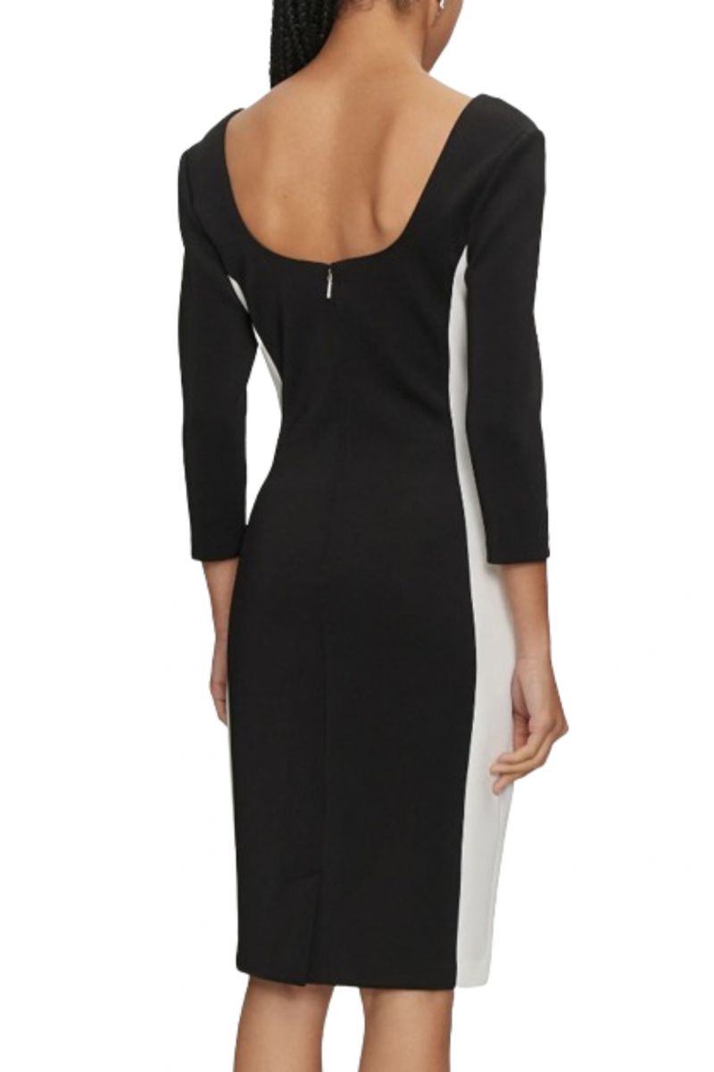 CALVIN KLEIN NEOPRENE SCUBA SCOOP NECK DRESS CK BLACK-EGRET