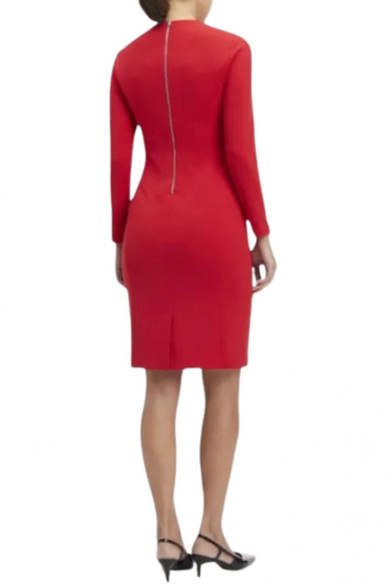 CALVIN KLEIN - SCUBA CREPE OUT NECK DRESS RED