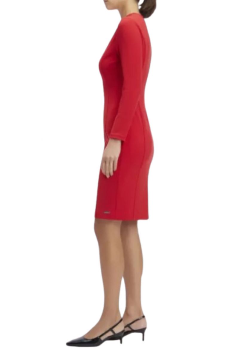 CALVIN KLEIN - SCUBA CREPE OUT NECK DRESS RED