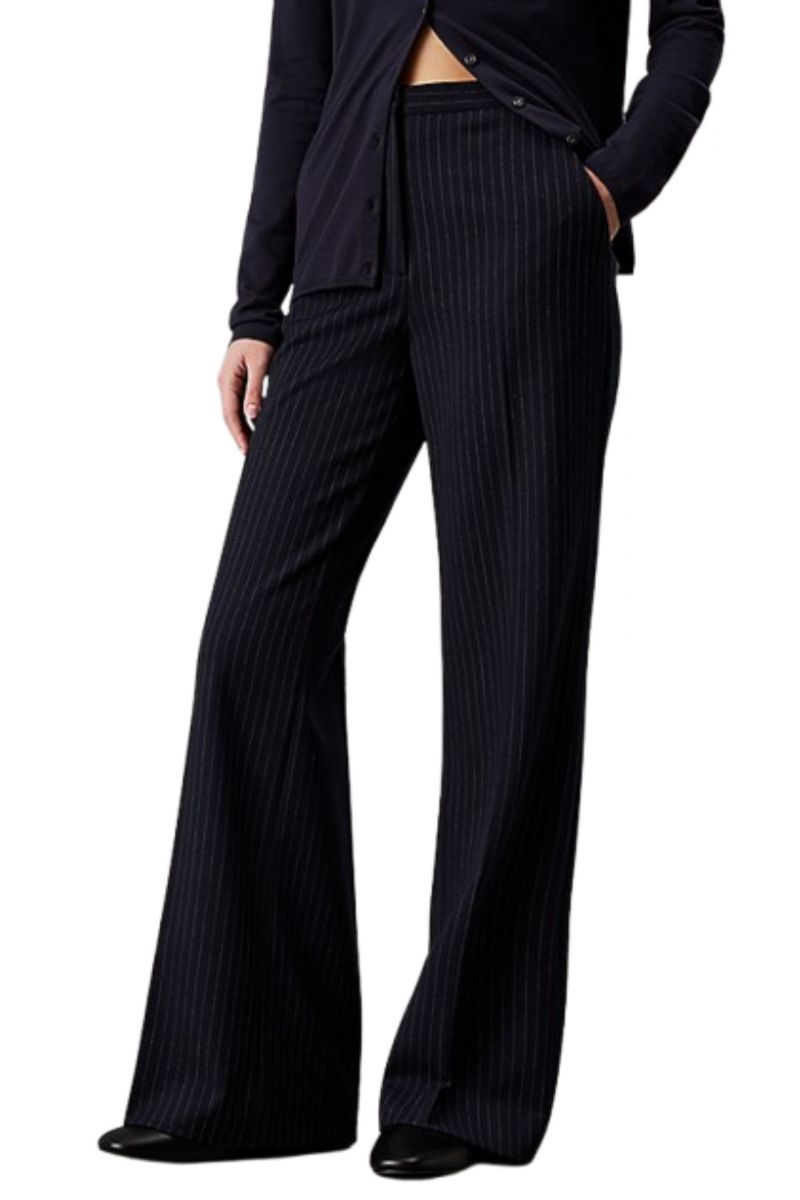 CALVIN KLEIN PINSTRIPE WIDE LEG PANT NIGHT SKY/GREY STRIPE