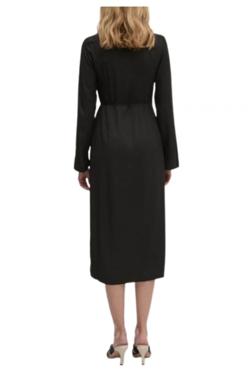 CALVIN KLEIN VISCOSE TWILL WRAP MIDI DRESS CK BLACK BEH