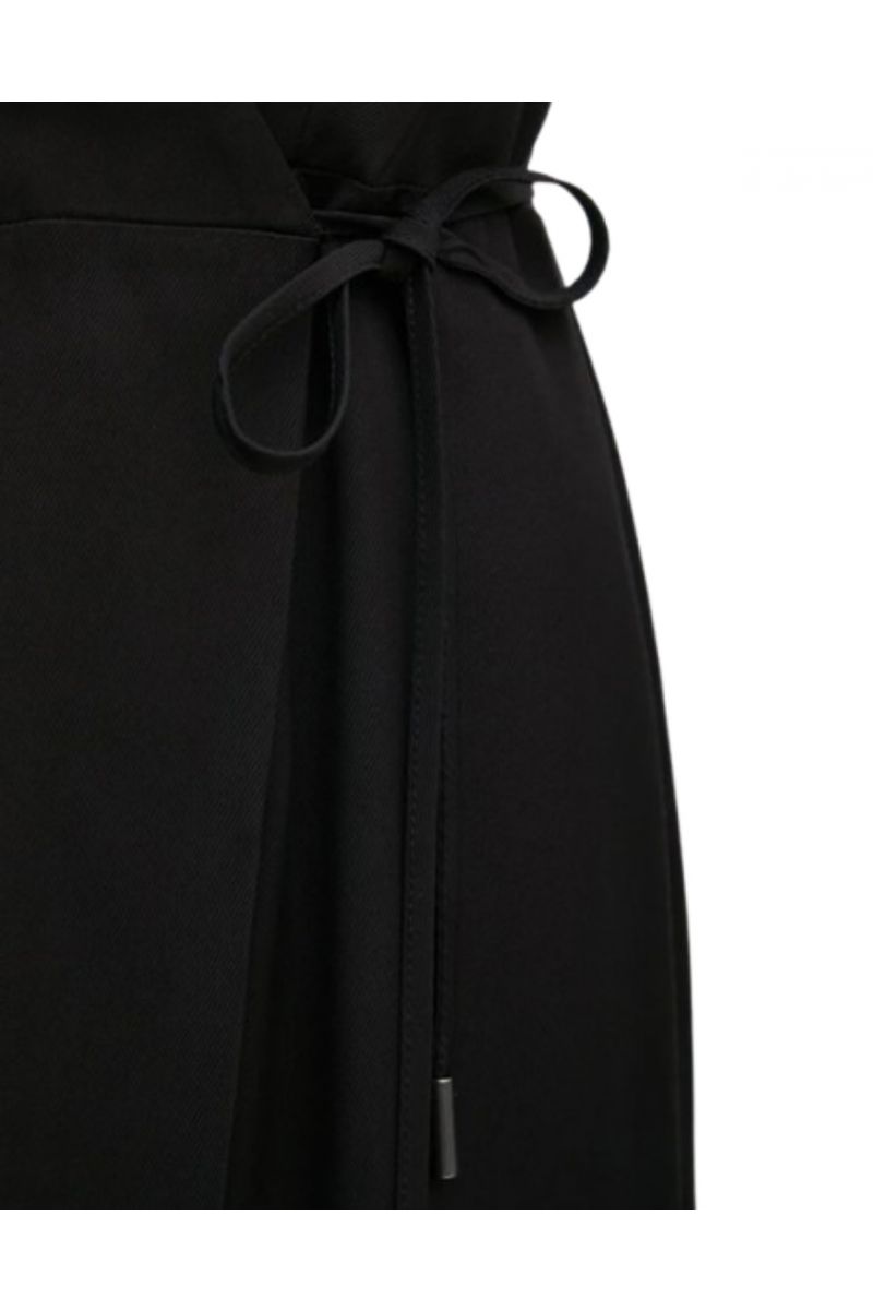 CALVIN KLEIN VISCOSE TWILL WRAP MIDI DRESS CK BLACK BEH