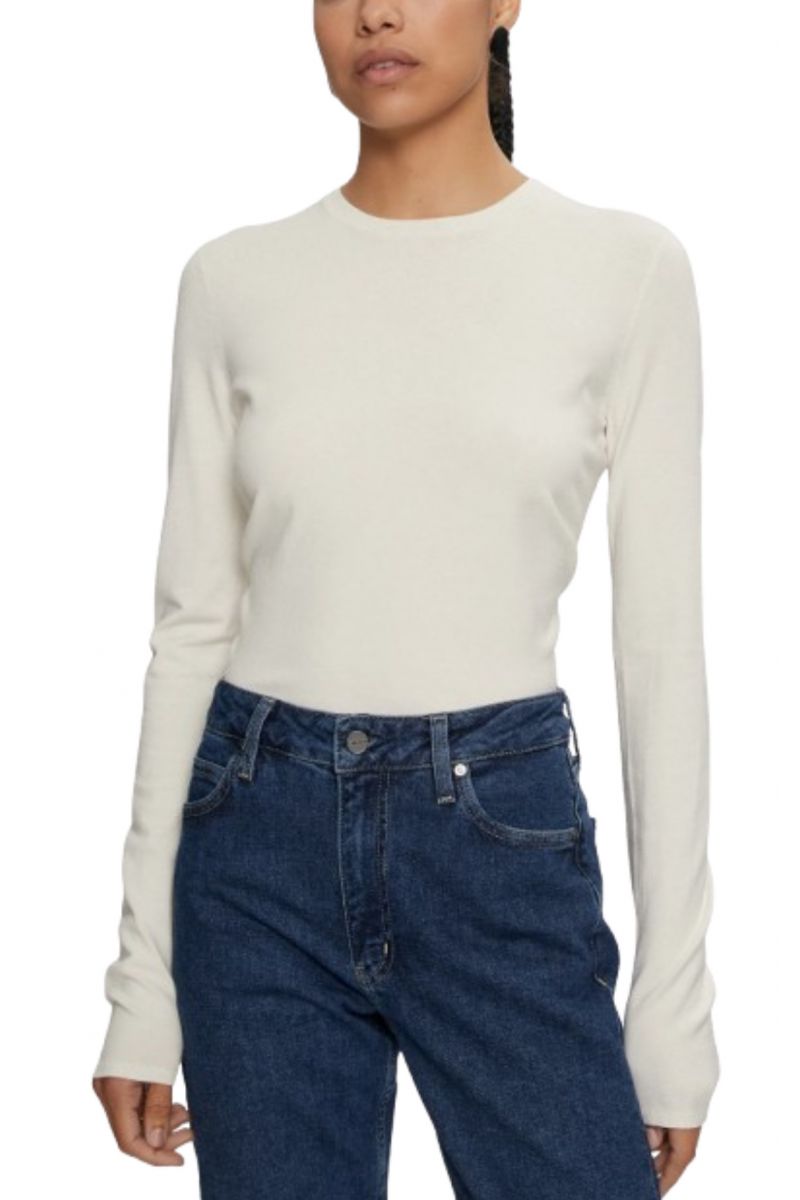 CALVIN KLEIN COMFORT KNIT CREW-NECK SWEATER EGRET