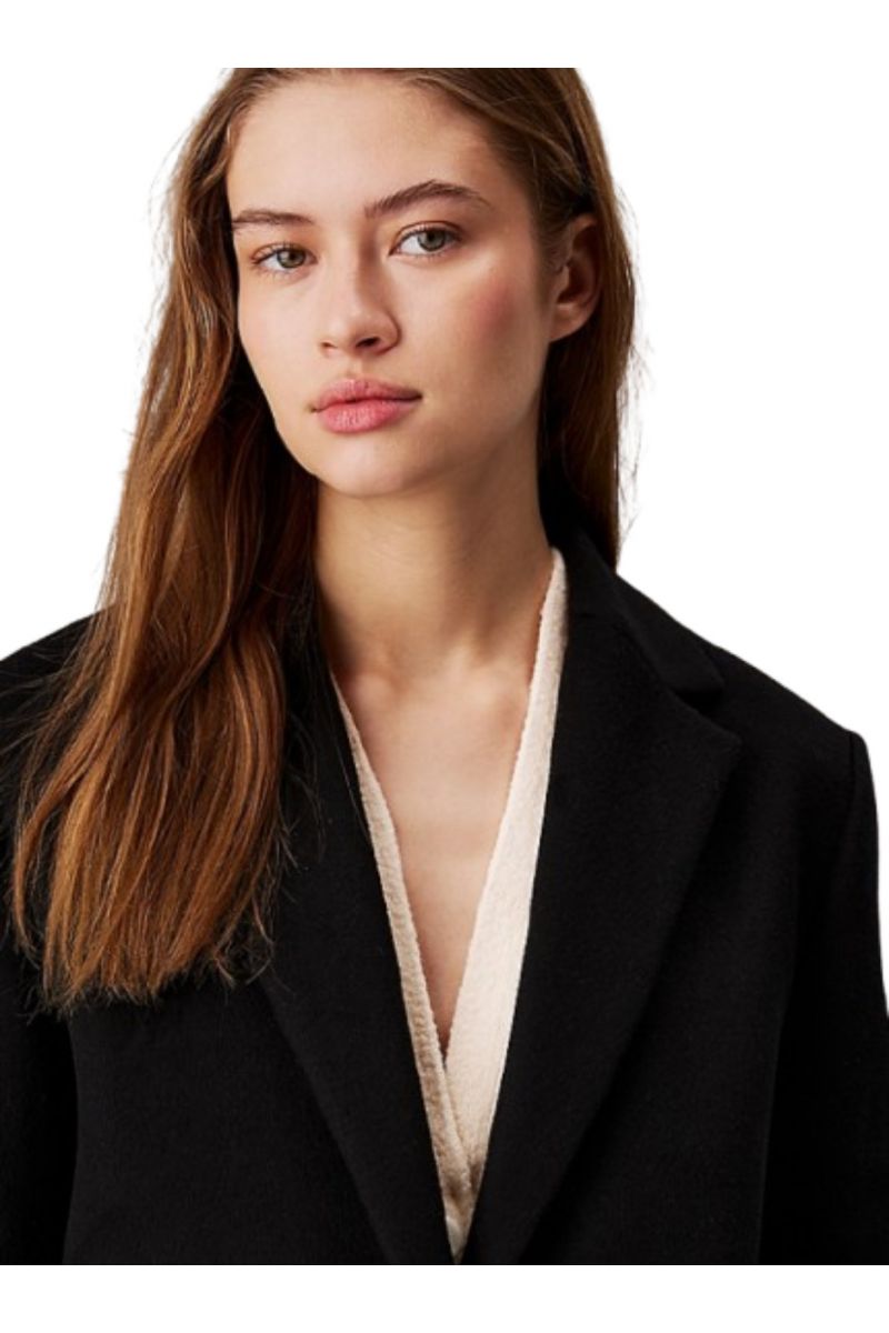 CALVIN KLEIN WOOL SINGLE BREASTED COAT BLACK