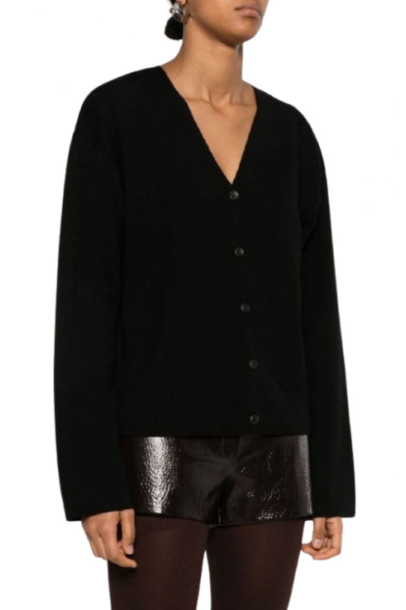 CALVIN KLEIN DF WOOL BLEND V-NECK CARDIGAN CK BLACK BEH