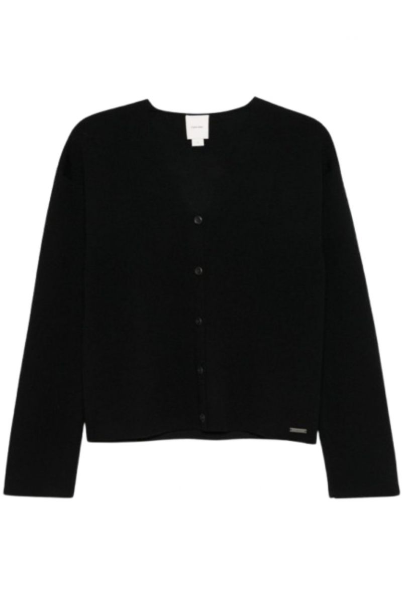 CALVIN KLEIN DF WOOL BLEND V-NECK CARDIGAN CK BLACK BEH