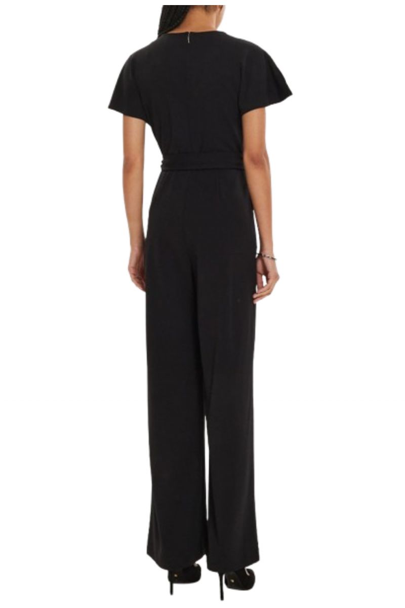 CALVIN KLEIN SCUBA CREPE SS BELTED JUMPSUIT CK BLACK_BEH