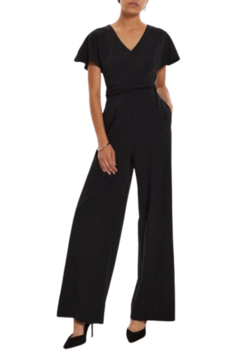 CALVIN KLEIN SCUBA CREPE SS BELTED JUMPSUIT CK BLACK_BEH