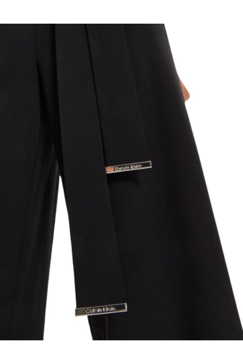 CALVIN KLEIN SCUBA CREPE SS BELTED JUMPSUIT CK BLACK_BEH