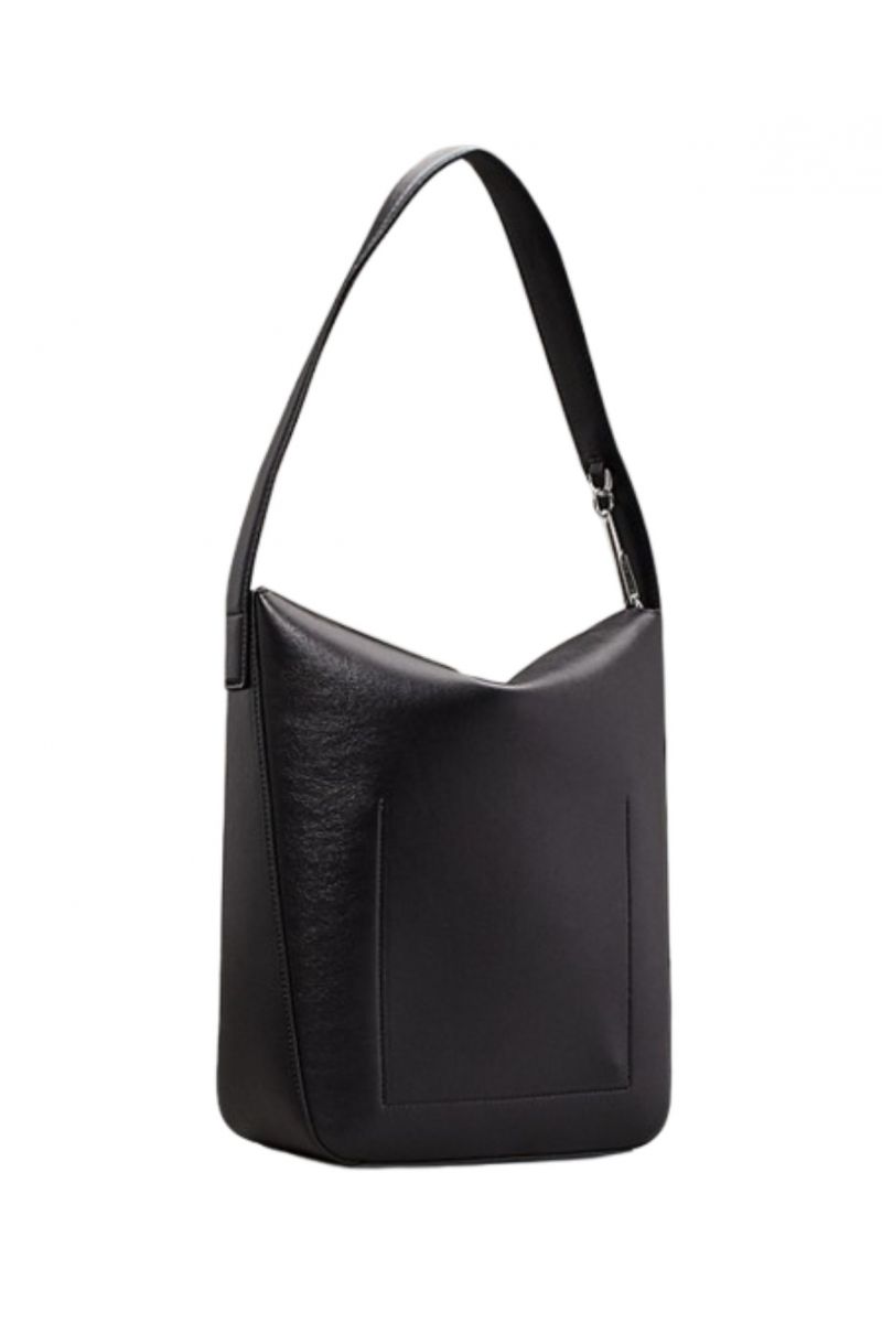 CALVIN KLEIN SOFT SCULPT BUCKET BAG BLACK BEH