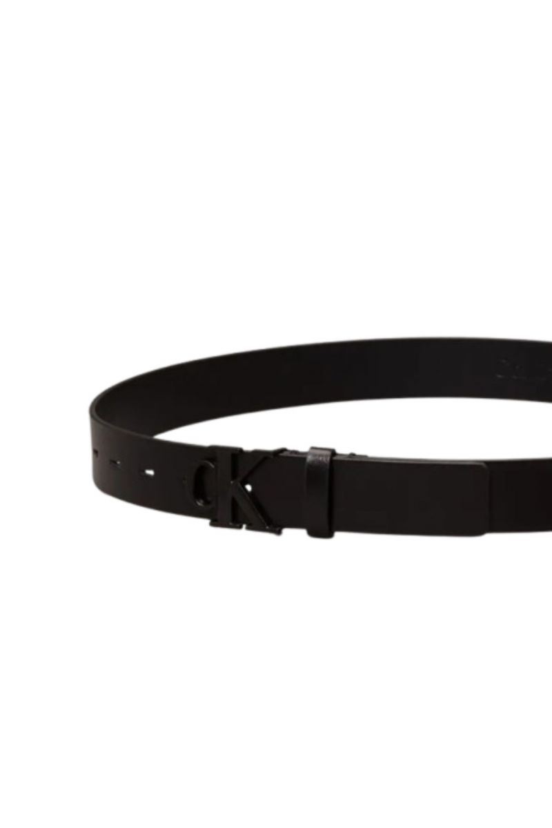 CALVIN KLEIN MONOGRAM TONAL PLAQUE BELT BLACK 30MM - 357382