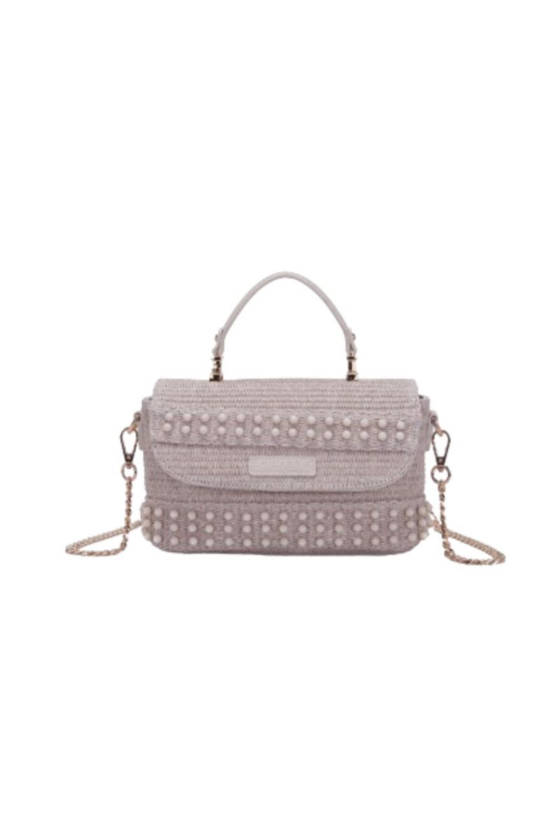 LA CARRIE - MALIBU MED HAND BAG RAFFIA+SYNT IVORY