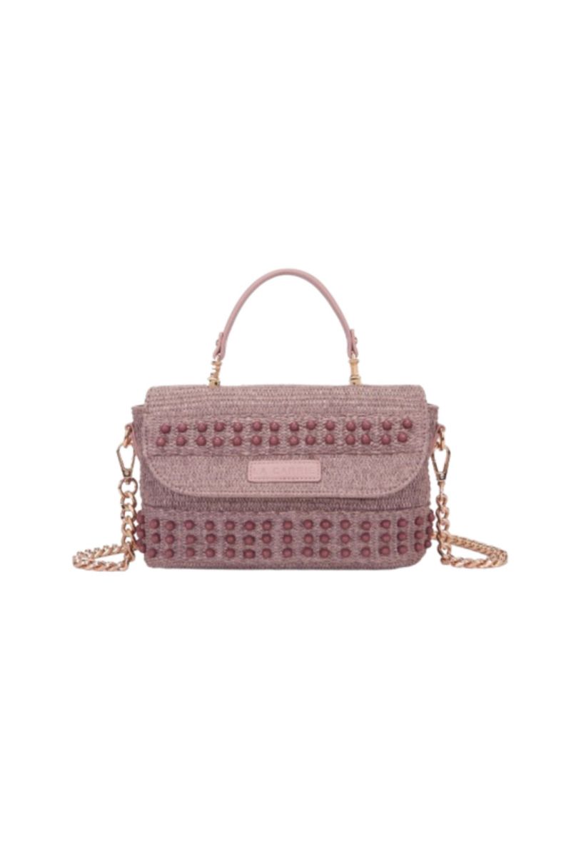 LA CARRIE - MALIBU MED HAND BAG RAFFIA+SYNT PINK