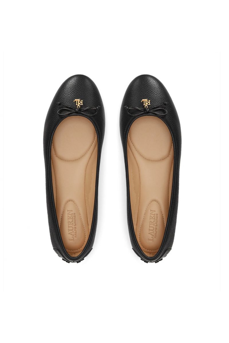 LAUREN RALPH LAUREN 100% COW LEATHER CU JAYNA DRIVER-FLATS-BALLET BLACK