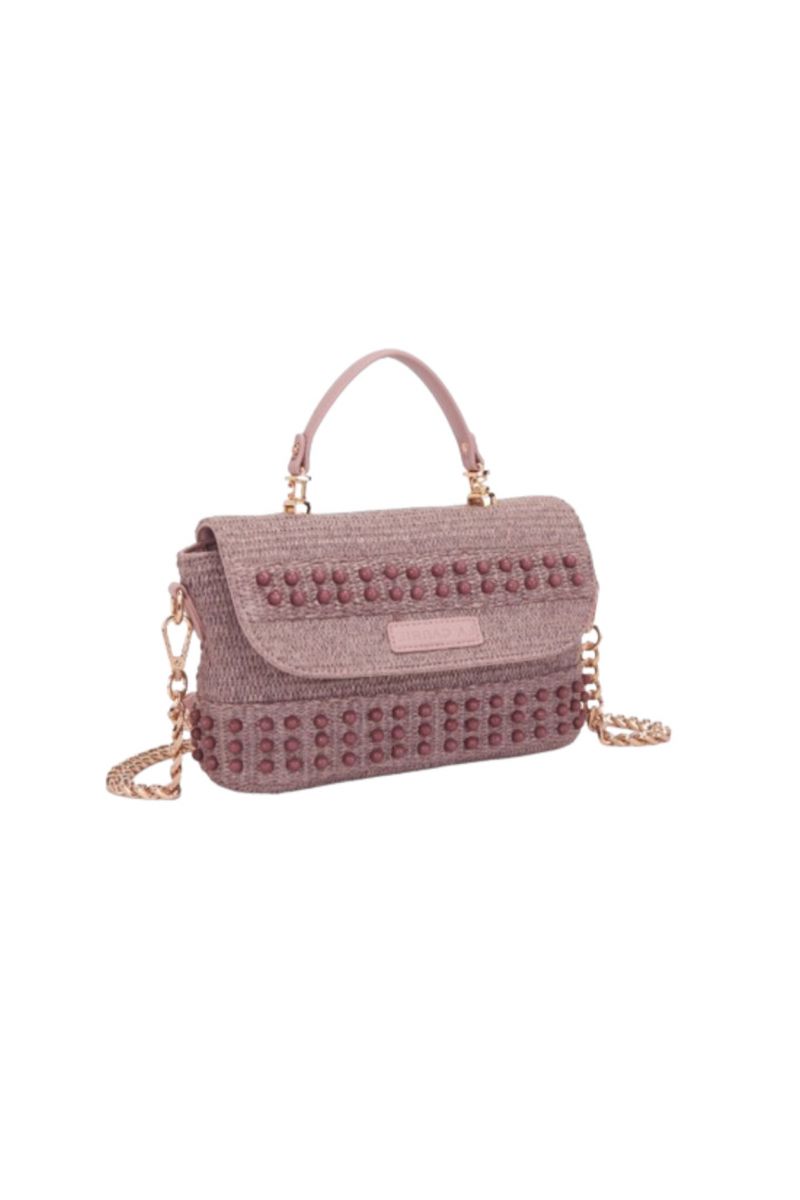 LA CARRIE - MALIBU MED HAND BAG RAFFIA+SYNT PINK