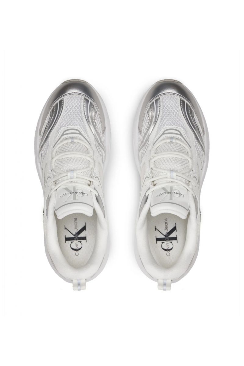 CALVIN KLEIN RETRO TENNIS LOW LACE MH ML MTL BRIGHT WHITE/SILVER