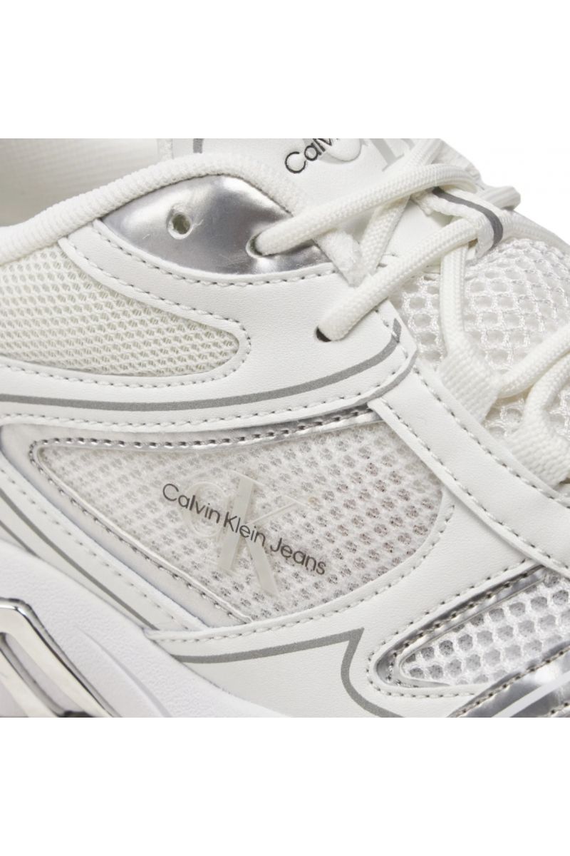 CALVIN KLEIN RETRO TENNIS LOW LACE MH ML MTL BRIGHT WHITE/SILVER