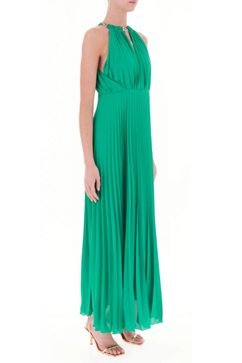 LIU JO - BLACK 1 CA4C67 EVS ABITO PLISSE C/CATENA DRESS GREEN EMERALD