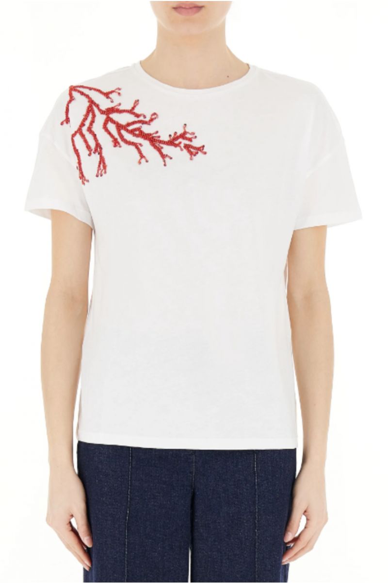 DIANA GALLESI - T-SHIRT SHORT SLEEVE WHITE RED/STRASS